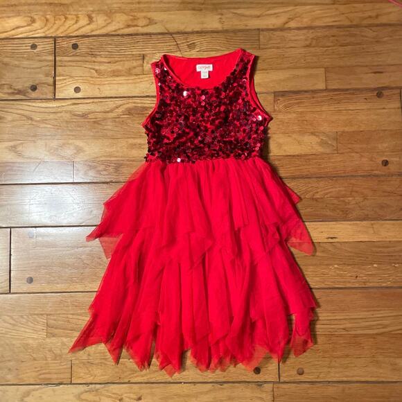 Cat & Jack Red Sequin Holiday Dress - Size 6 - Picture 10 of 16